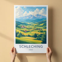 Schleching Poster - Germany Travel Art - Green Alpine Village Home Decor
