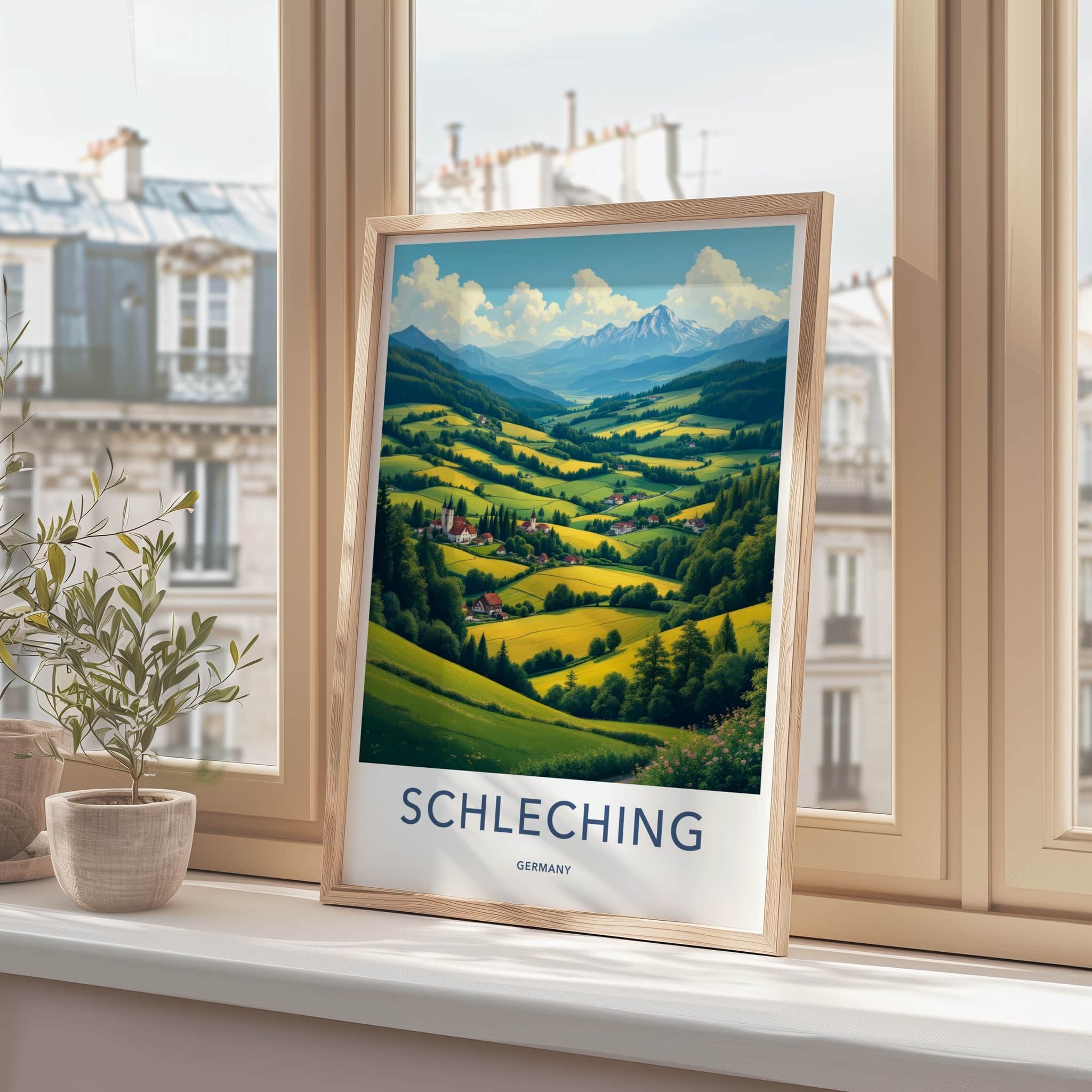 Schleching Poster - Germany Travel Art - Lush Valley Village Home Decor