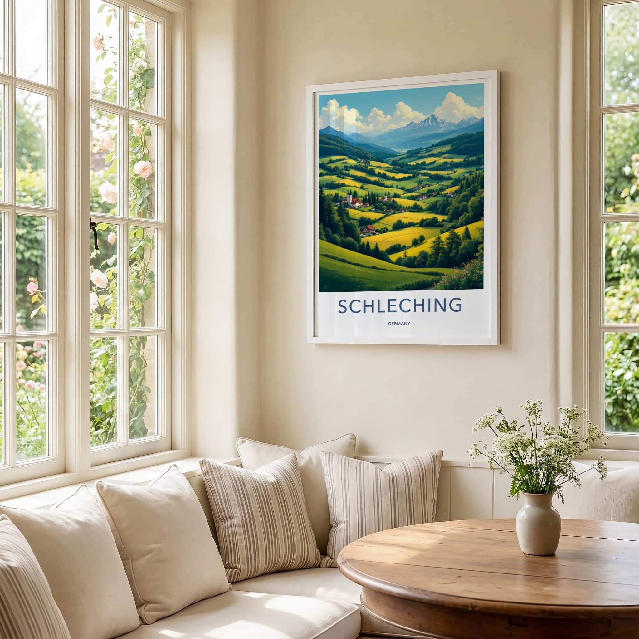 Schleching Poster - Germany Travel Art - Lush Valley Village Home Decor