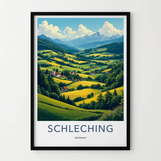 Schleching Poster - Germany Travel Art - Lush Valley Village Home Decor