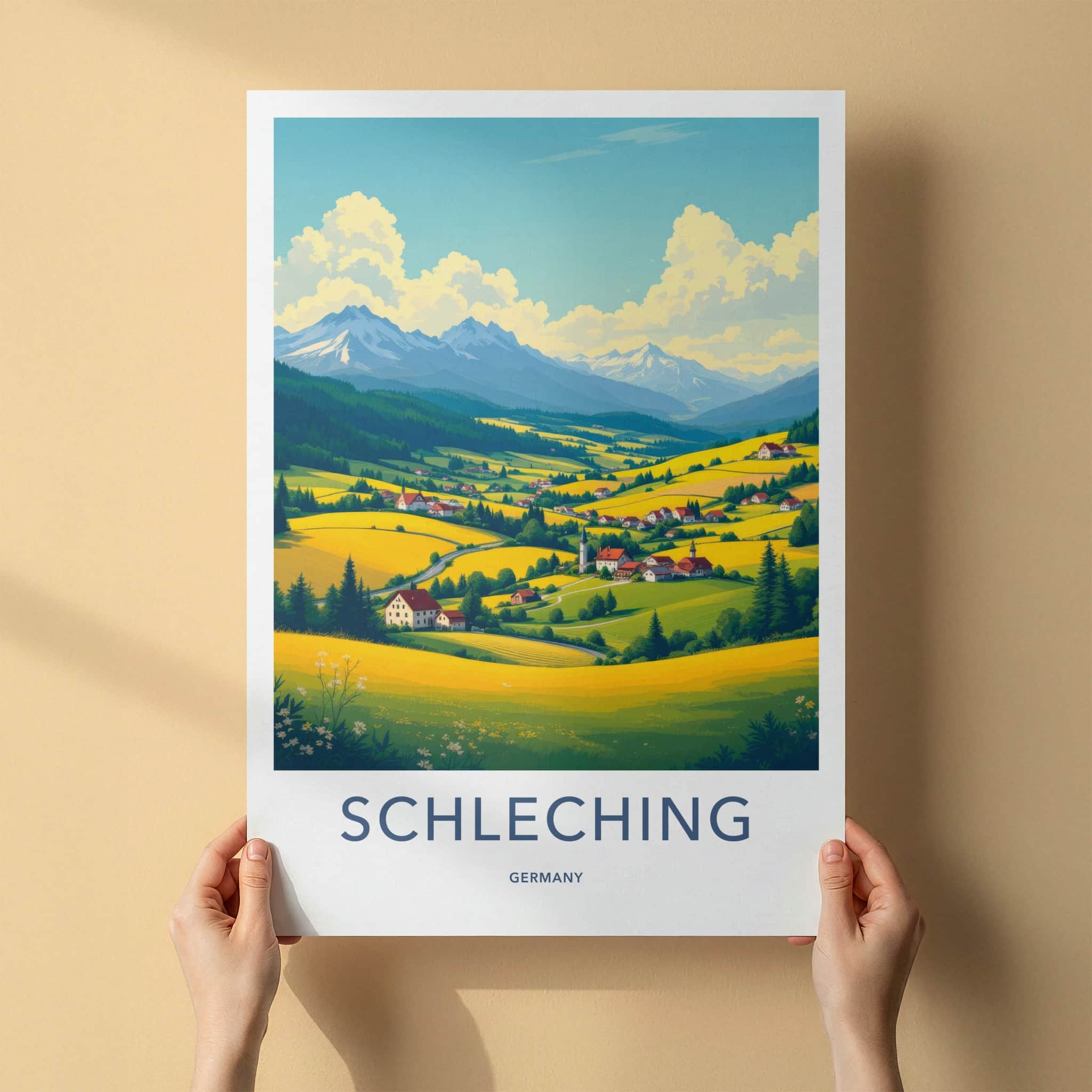 Schleching Poster - Germany Travel Print - Vibrant Valley Landscape Gallery Art