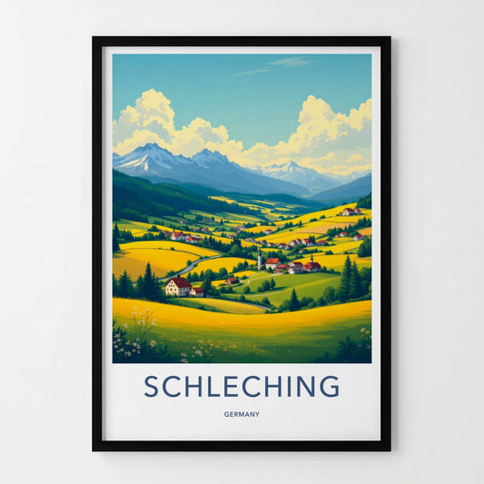 Schleching Poster - Germany Travel Print - Vibrant Valley Landscape Gallery Art