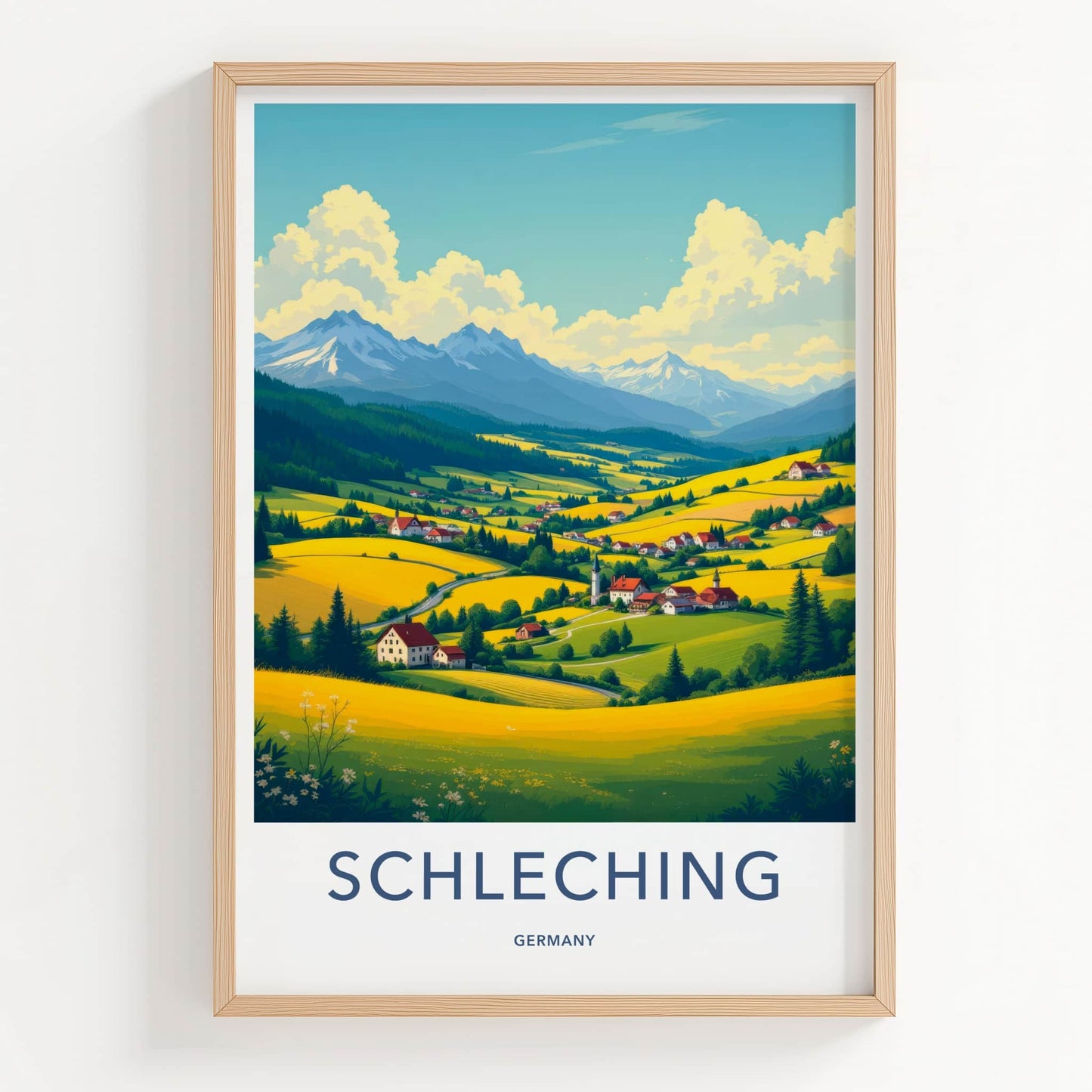 Schleching Poster - Germany Travel Print - Vibrant Valley Landscape Gallery Art