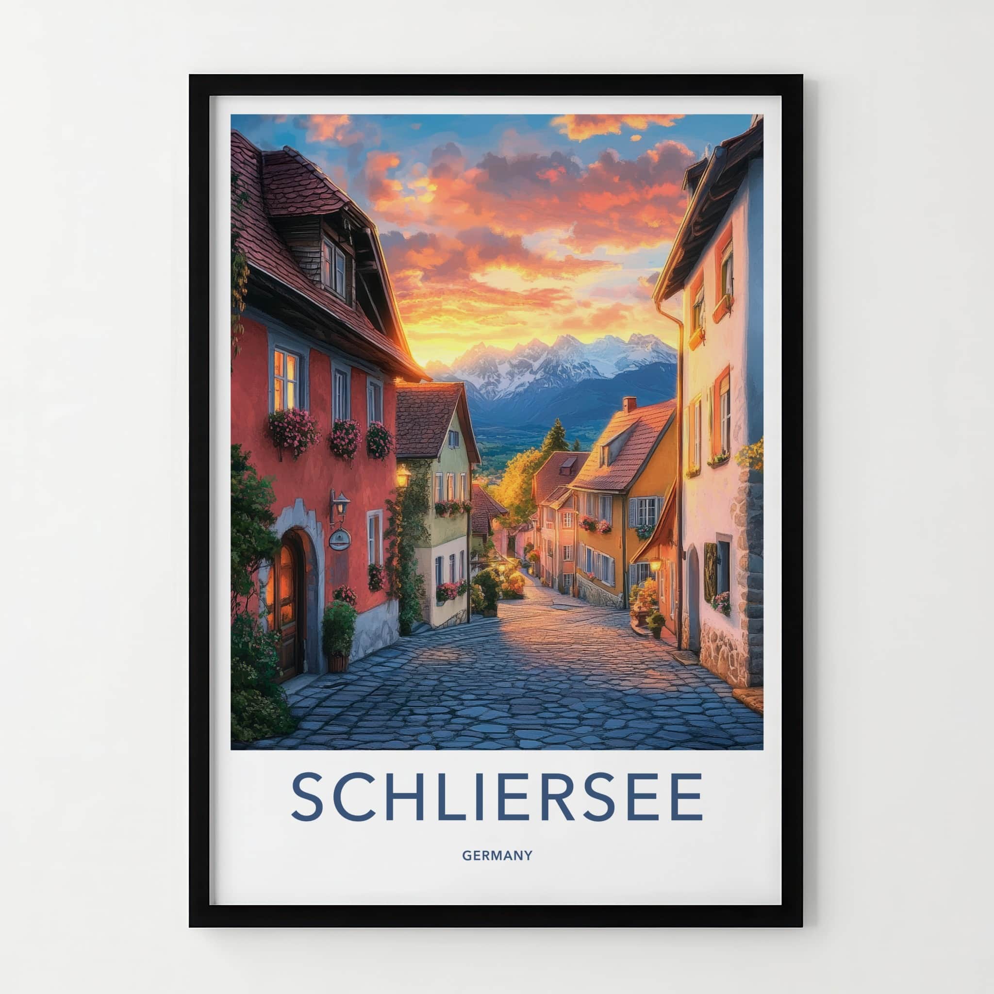 Schliersee Poster - Germany Travel Art - Alpine Village Sunset Home Decor
