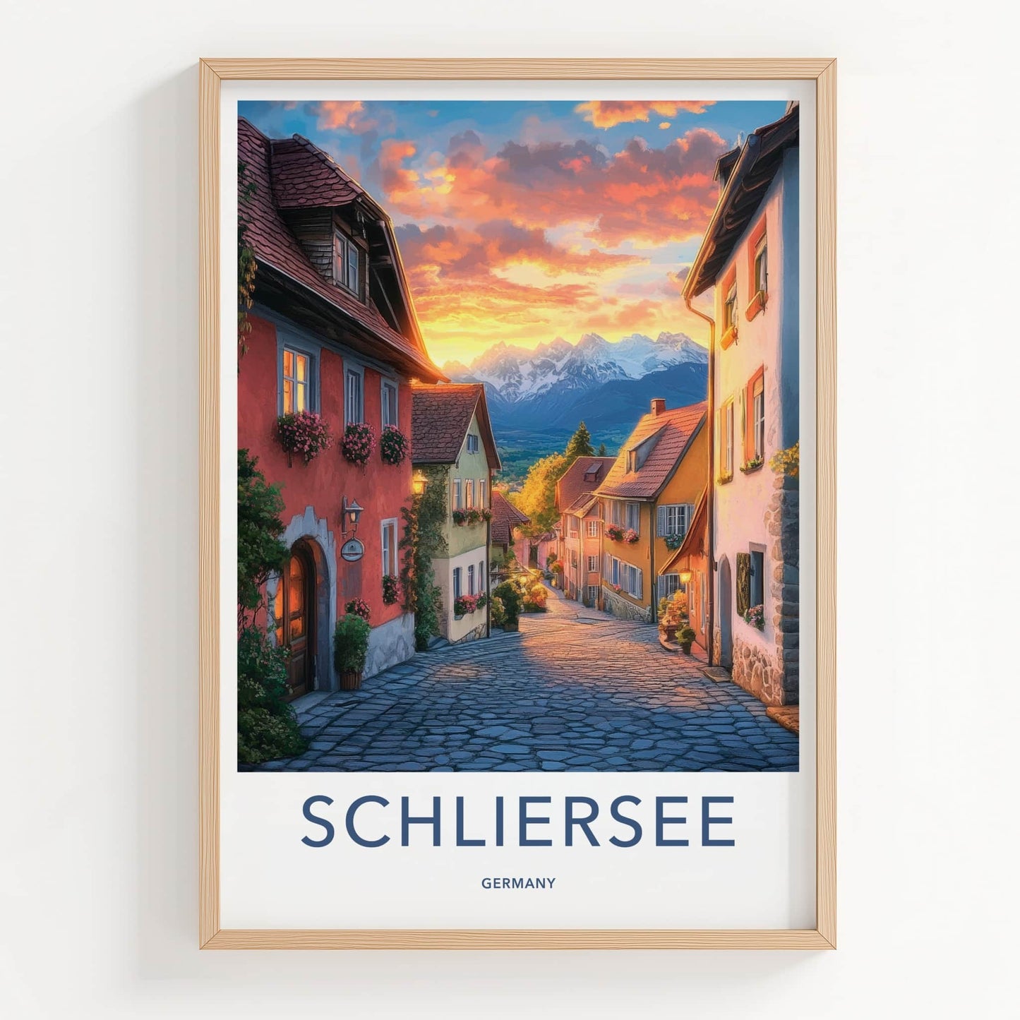 Schliersee Poster - Germany Travel Art - Alpine Village Sunset Home Decor