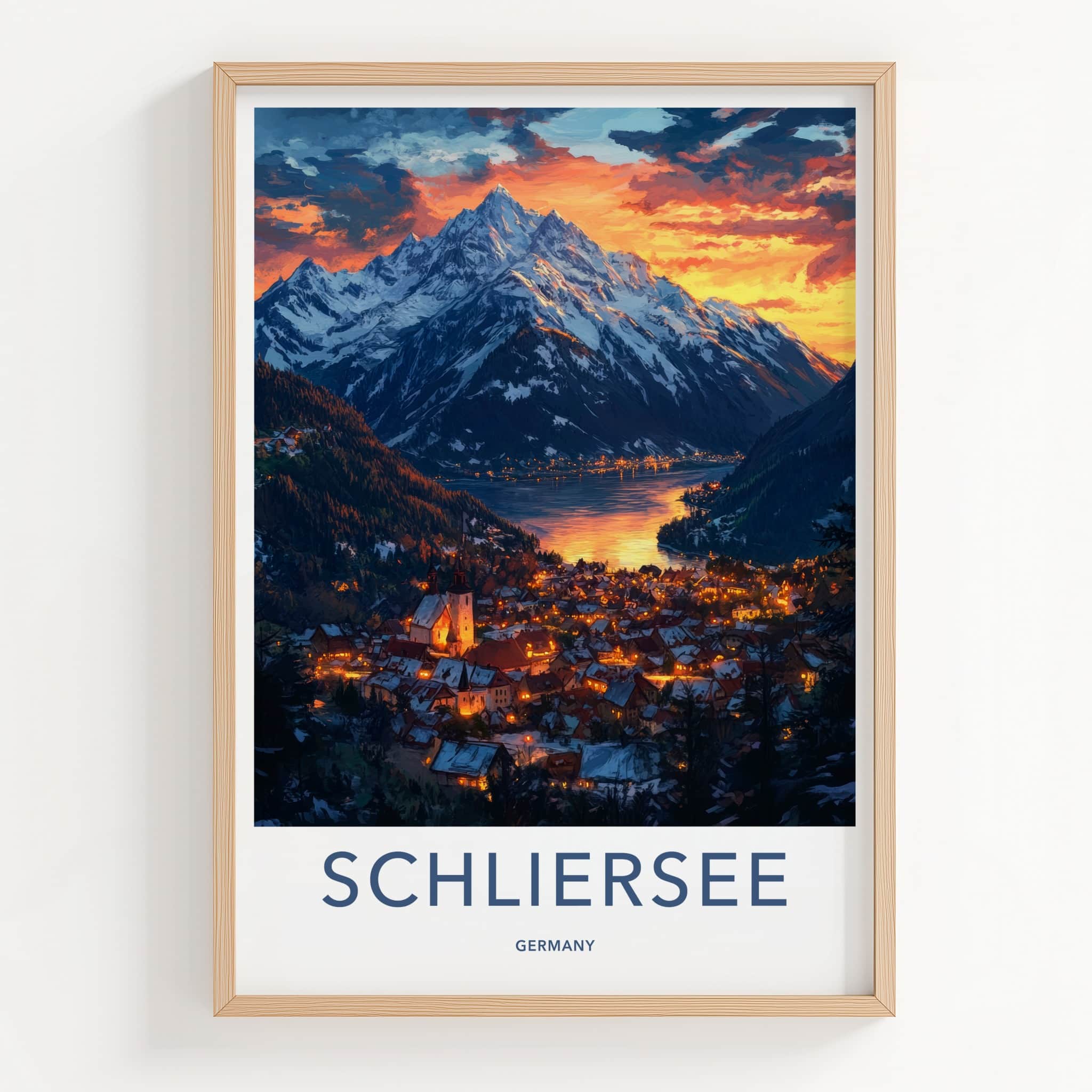 Schliersee Poster - Germany Travel Art - Lake Town Sunset Home Decor