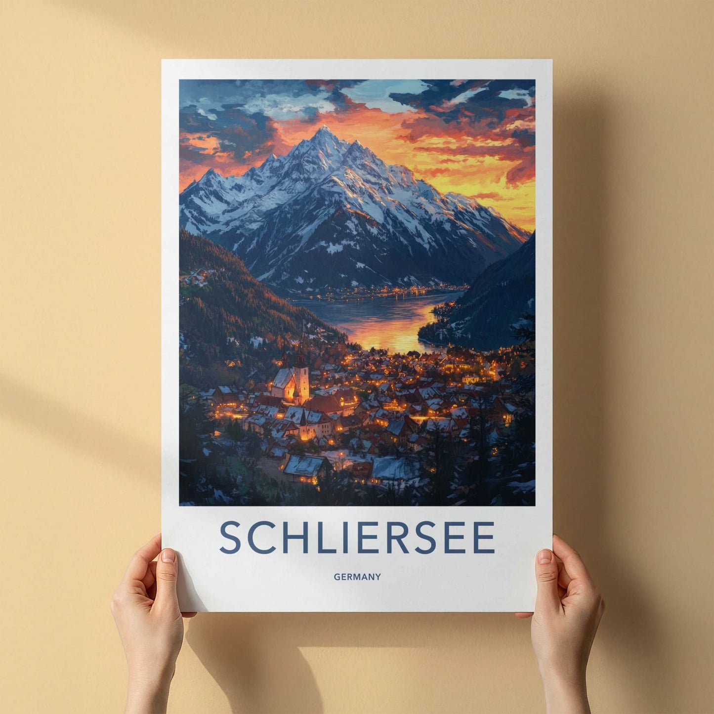 Schliersee Poster - Germany Travel Art - Lake Town Sunset Home Decor