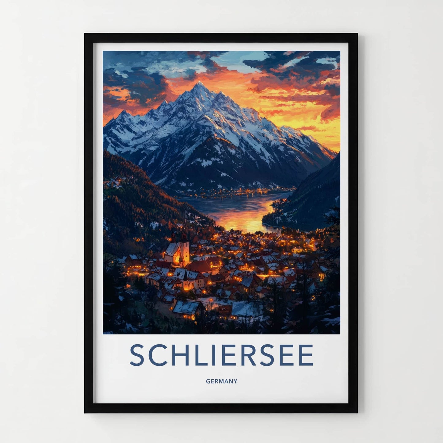 Schliersee Poster - Germany Travel Art - Lake Town Sunset Home Decor