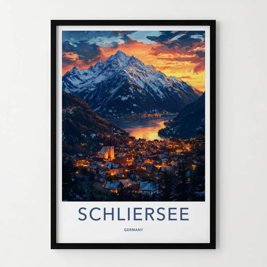 Schliersee Poster - Germany Travel Art - Lake Town Sunset Home Decor