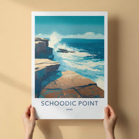 Schoodic Point Poster - Maine Travel Art - Crashing Ocean Waves Wall Decor