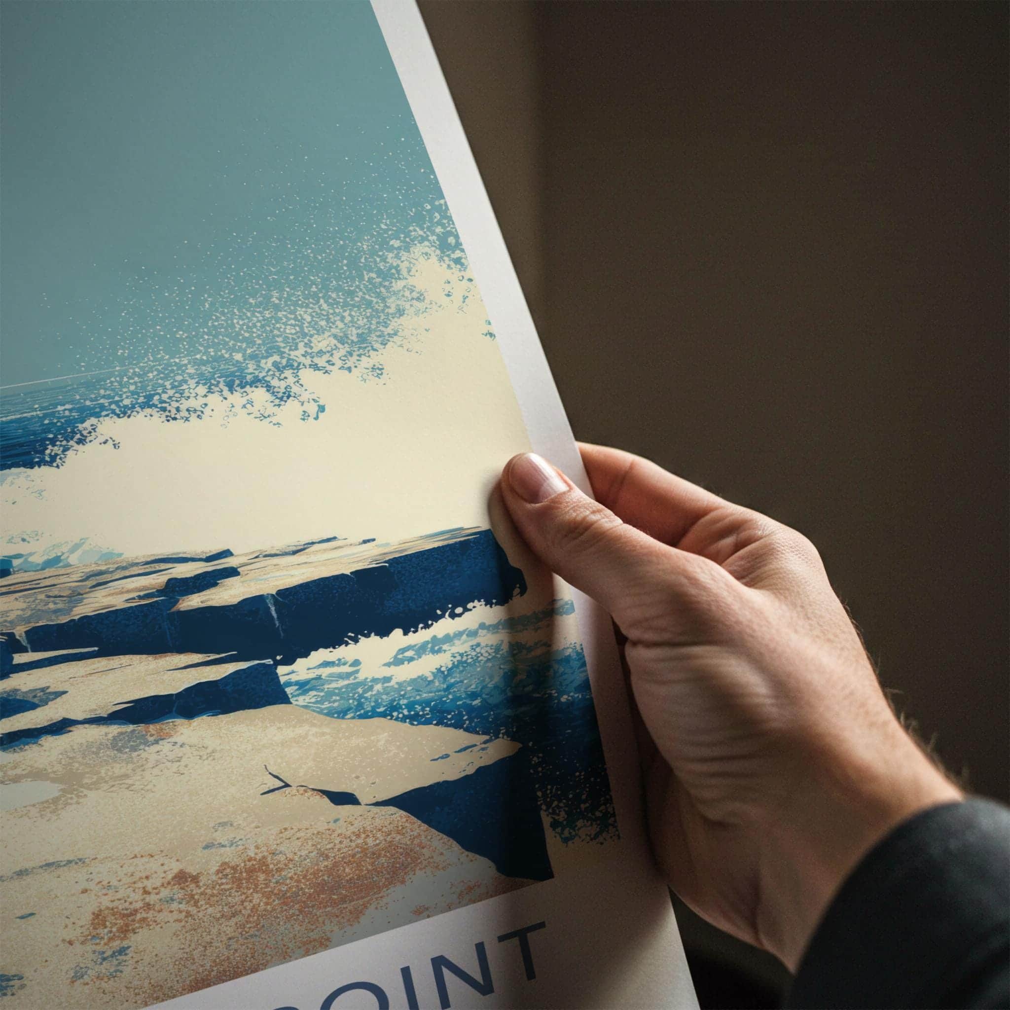 Schoodic Point Poster - Maine Travel Art - Crashing Waves Coast Home Decor