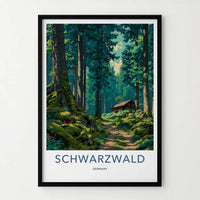 Schwarzland Poster - Germany Wall Art - Secluded Forest Cabin Home Decor