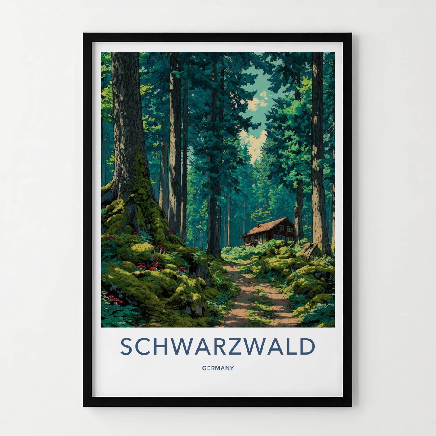 Schwarzland Poster - Germany Wall Art - Secluded Forest Cabin Home Decor