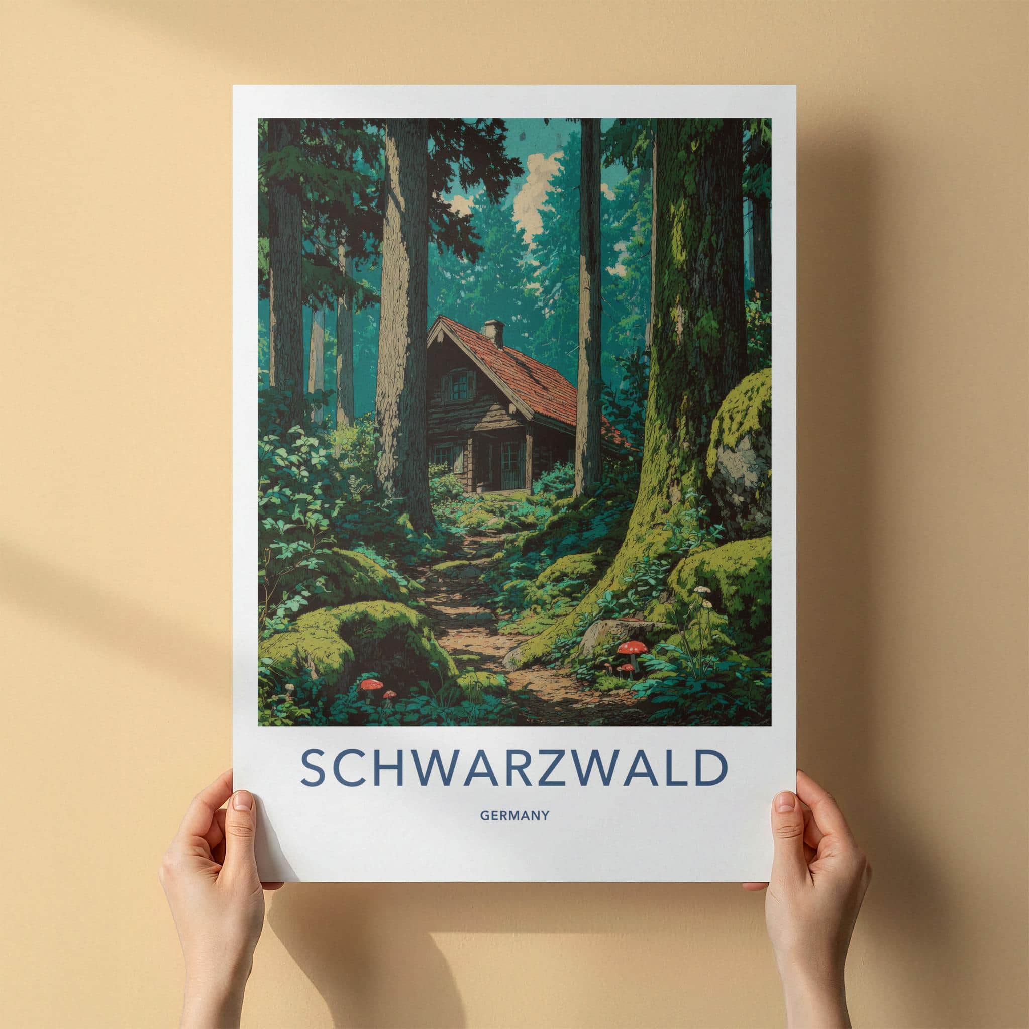 Schwarzwald Poster - Germany Travel Art - Secluded Cabin Trail Home Decor