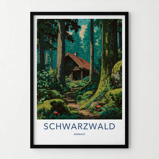 Schwarzwald Poster - Germany Travel Art - Secluded Cabin Trail Home Decor