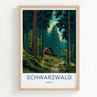 Schwarzwald Poster - Germany Travel Art - Wooded Cabin Scene Wall Decor