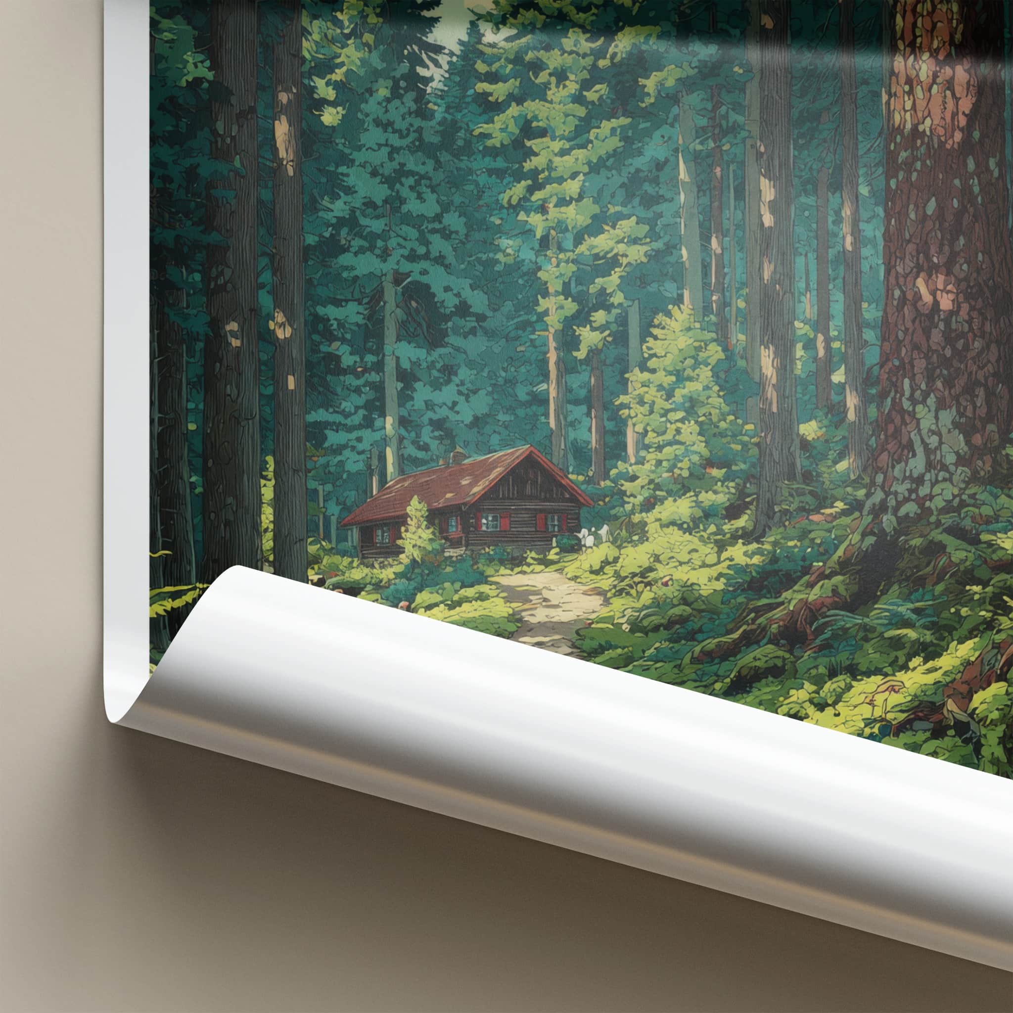 Schwarzwald Poster - Germany Travel Print - Forest Path Cabin Wall Decor