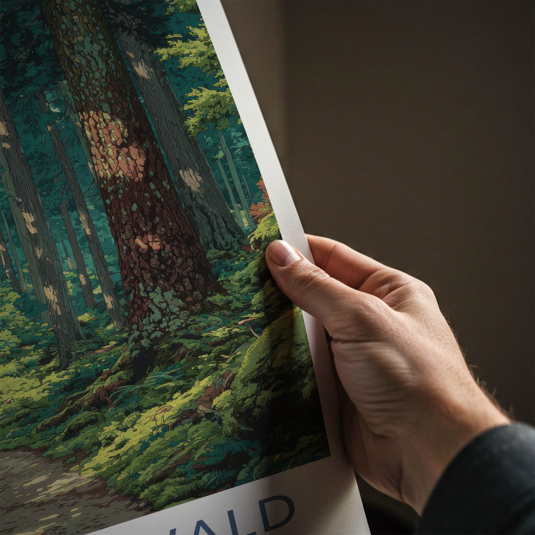 Schwarzwald Poster - Germany Travel Print - Forest Path Cabin Wall Decor