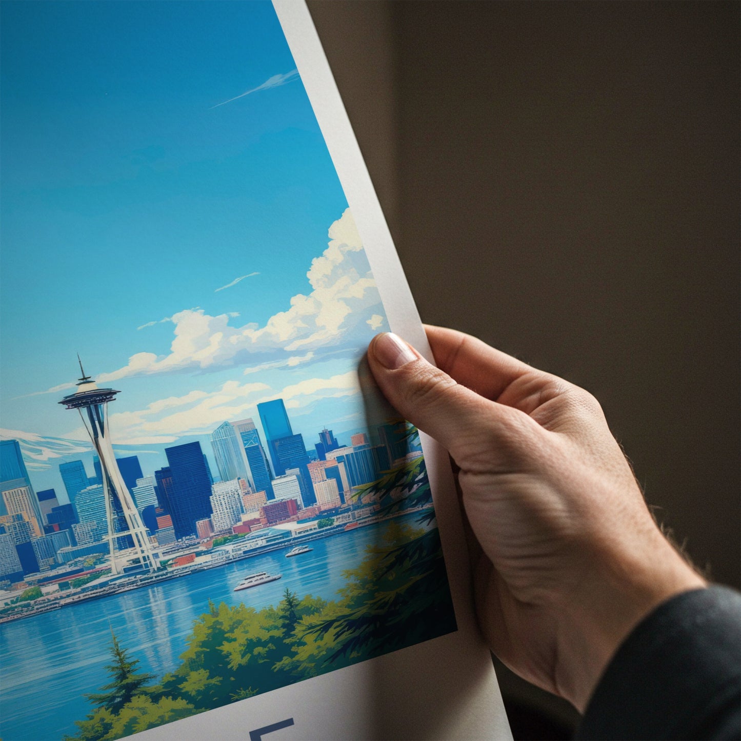 Seattle Poster - Washington Art Print - Mountain City Marina Wall Decor