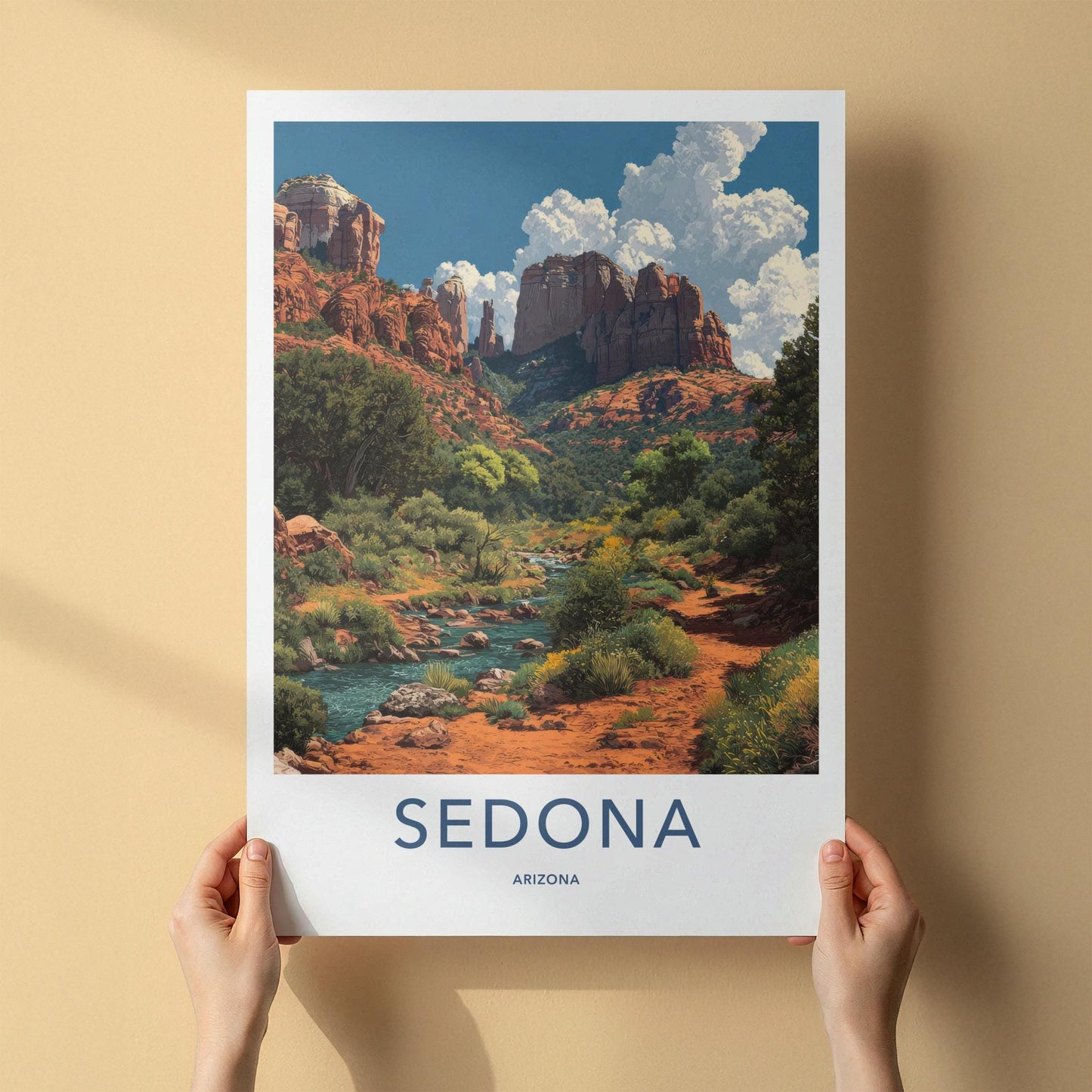 Sedona Poster - Arizona Travel Art - Vibrant Canyon Stream Wall Decor