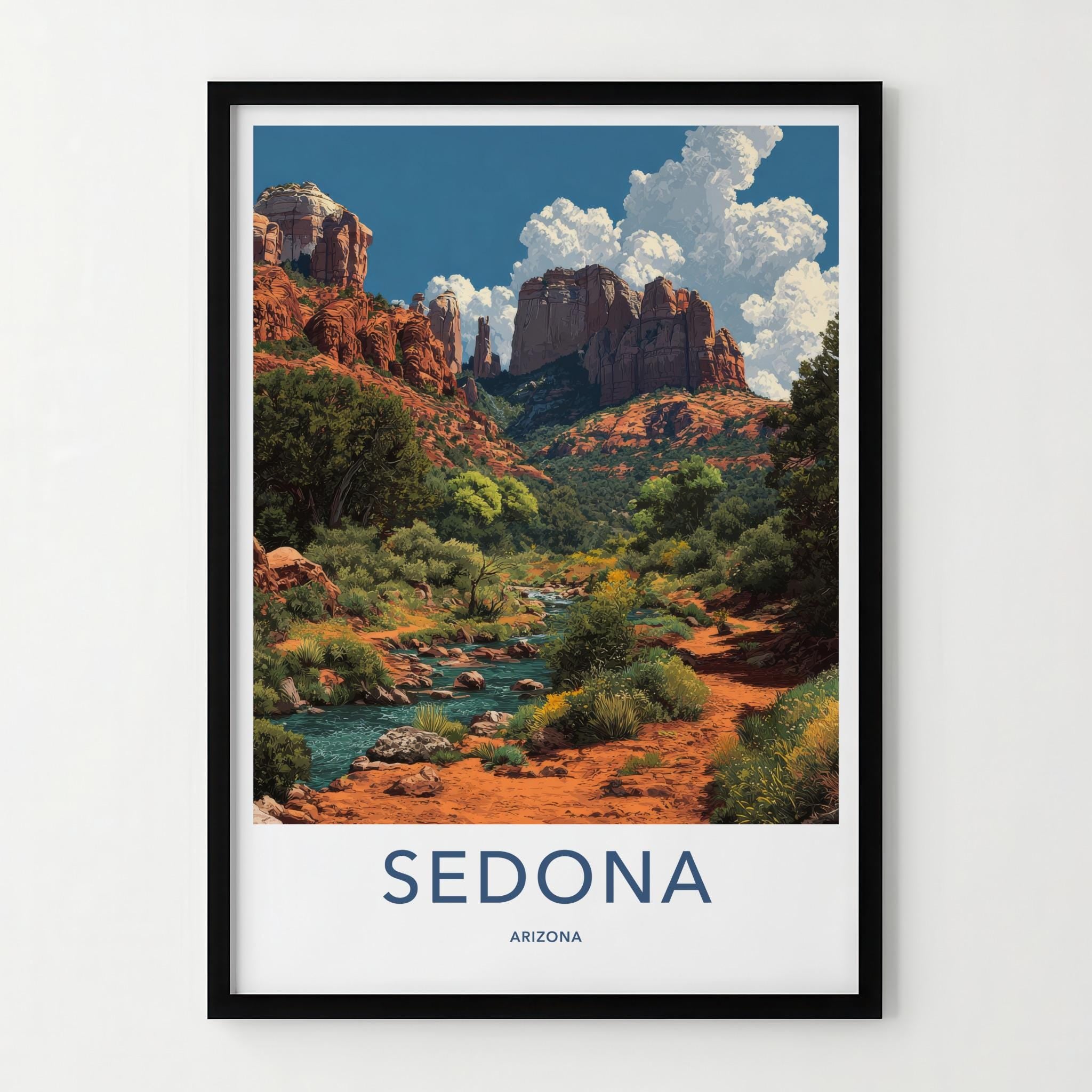 Sedona Poster - Arizona Travel Art - Vibrant Canyon Stream Wall Decor