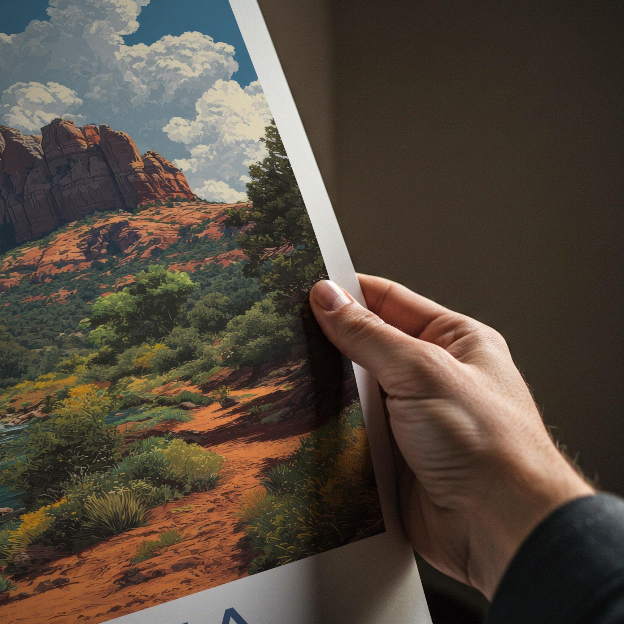 Sedona Poster - Arizona Travel Art - Vibrant Canyon Stream Wall Decor