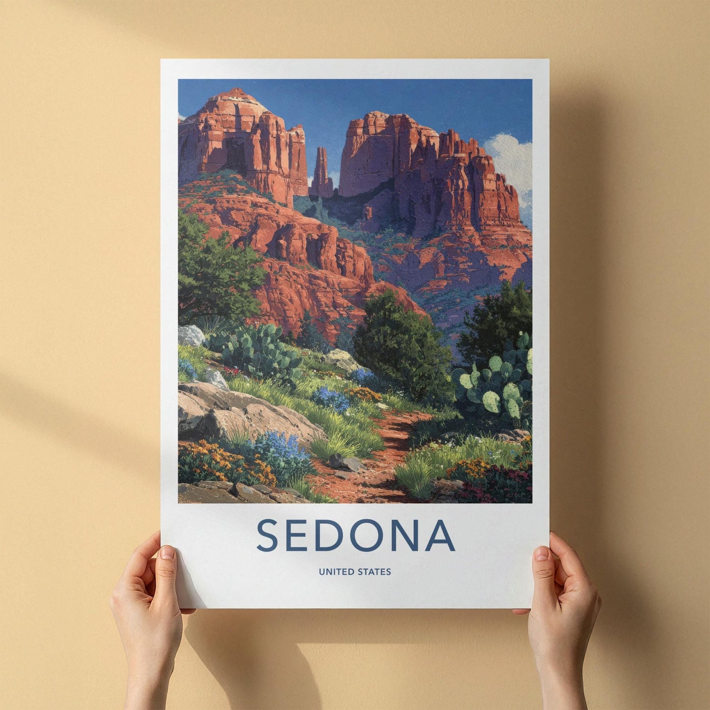 Sedona Poster - Arizona Travel Art - Vibrant Desert Landscape Home Decor