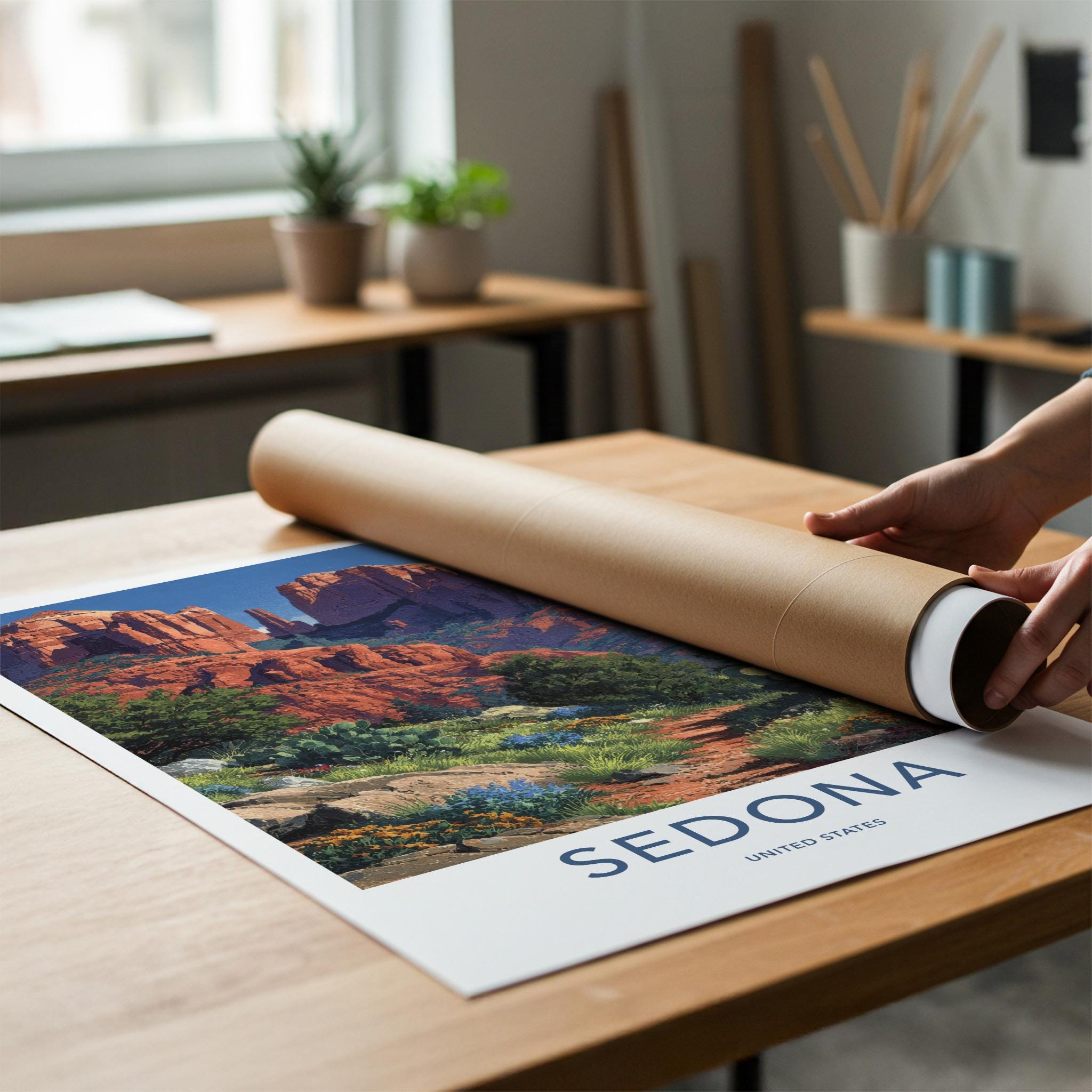 Sedona Poster - Arizona Travel Art - Vibrant Desert Landscape Home Decor