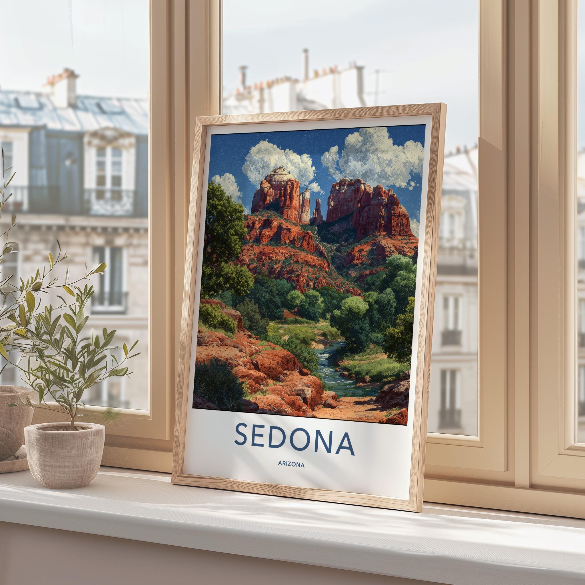 Sedona Poster - Arizona Travel Art - Winding River Canyon Home Decor