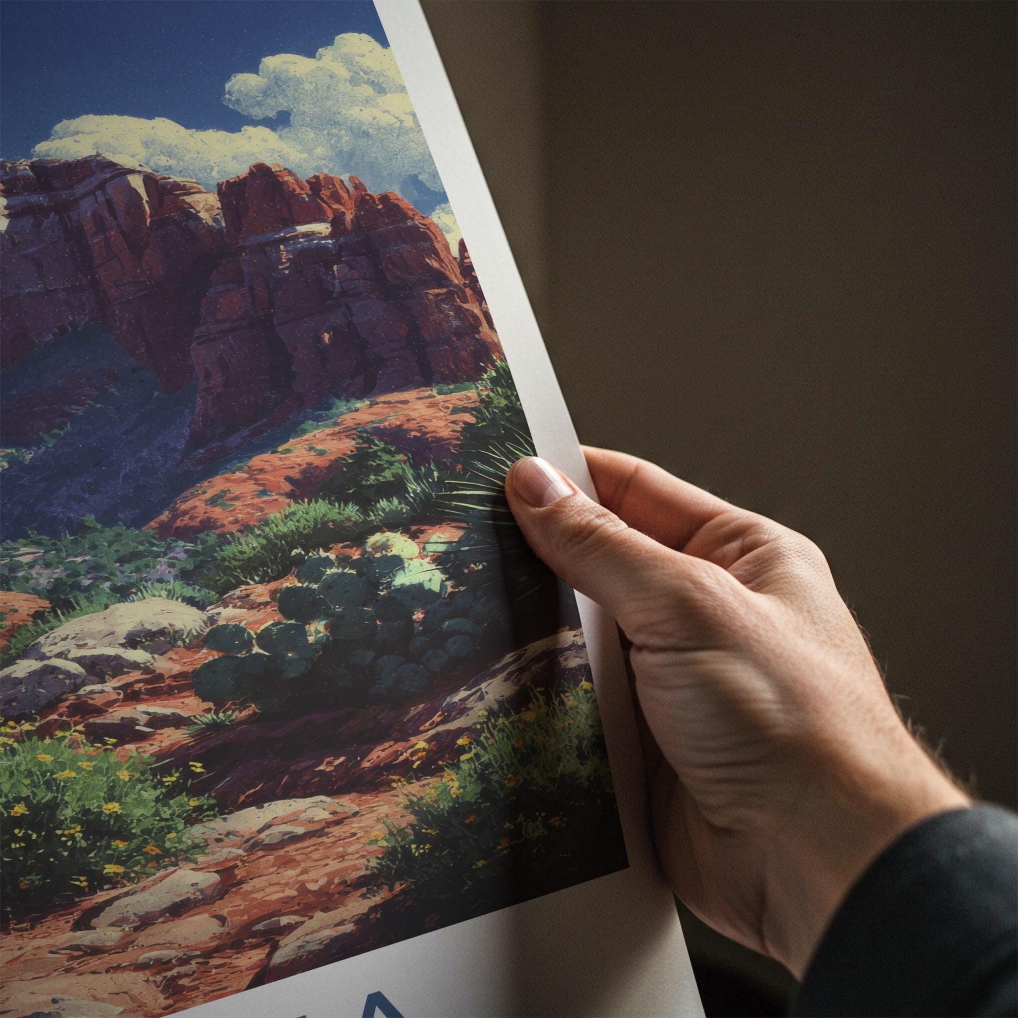 Sedona Poster - Arizona Travel Print - Desert Cactus Formations Gallery Art