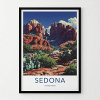 Sedona Poster - Arizona Travel Print - Desert Cactus Formations Gallery Art