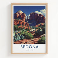Sedona Poster - Arizona Travel Print - Desert Cactus Formations Gallery Art