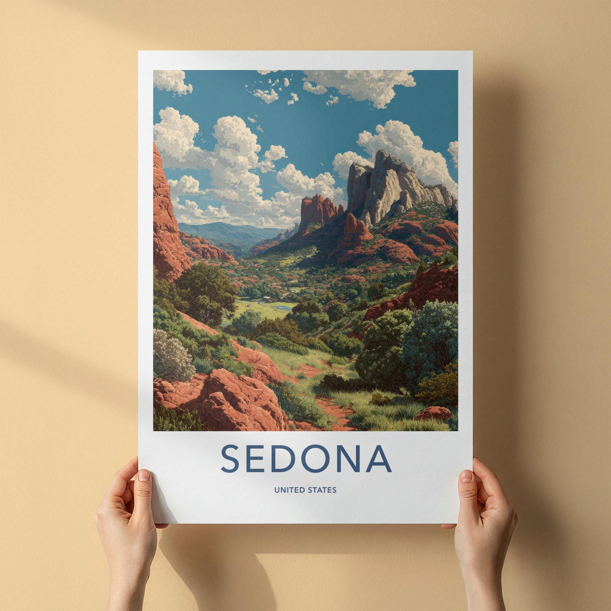 Sedona Poster - Arizona Travel Print - Red Rock Vista Lounge Decor