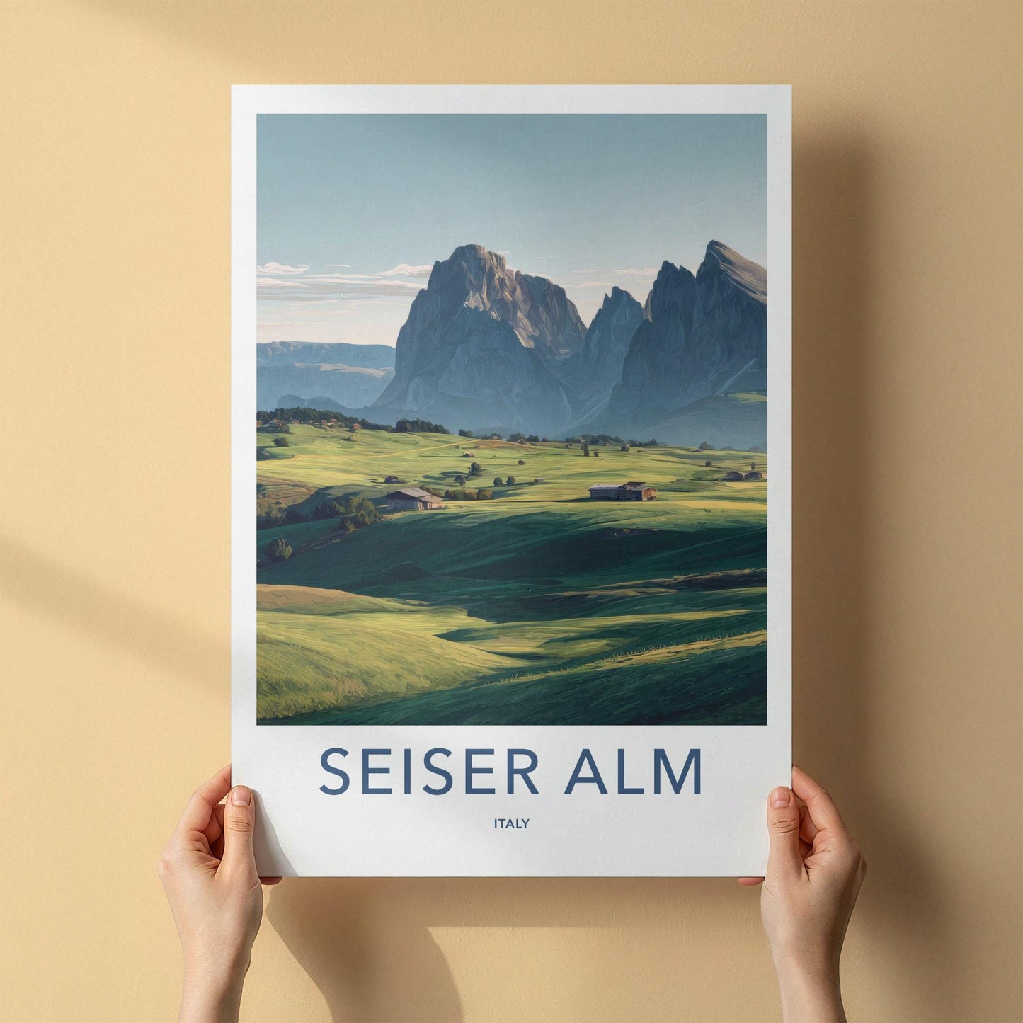Seiser Alm Poster - Italy Travel Art - Lush Valley Peaks Home Decor
