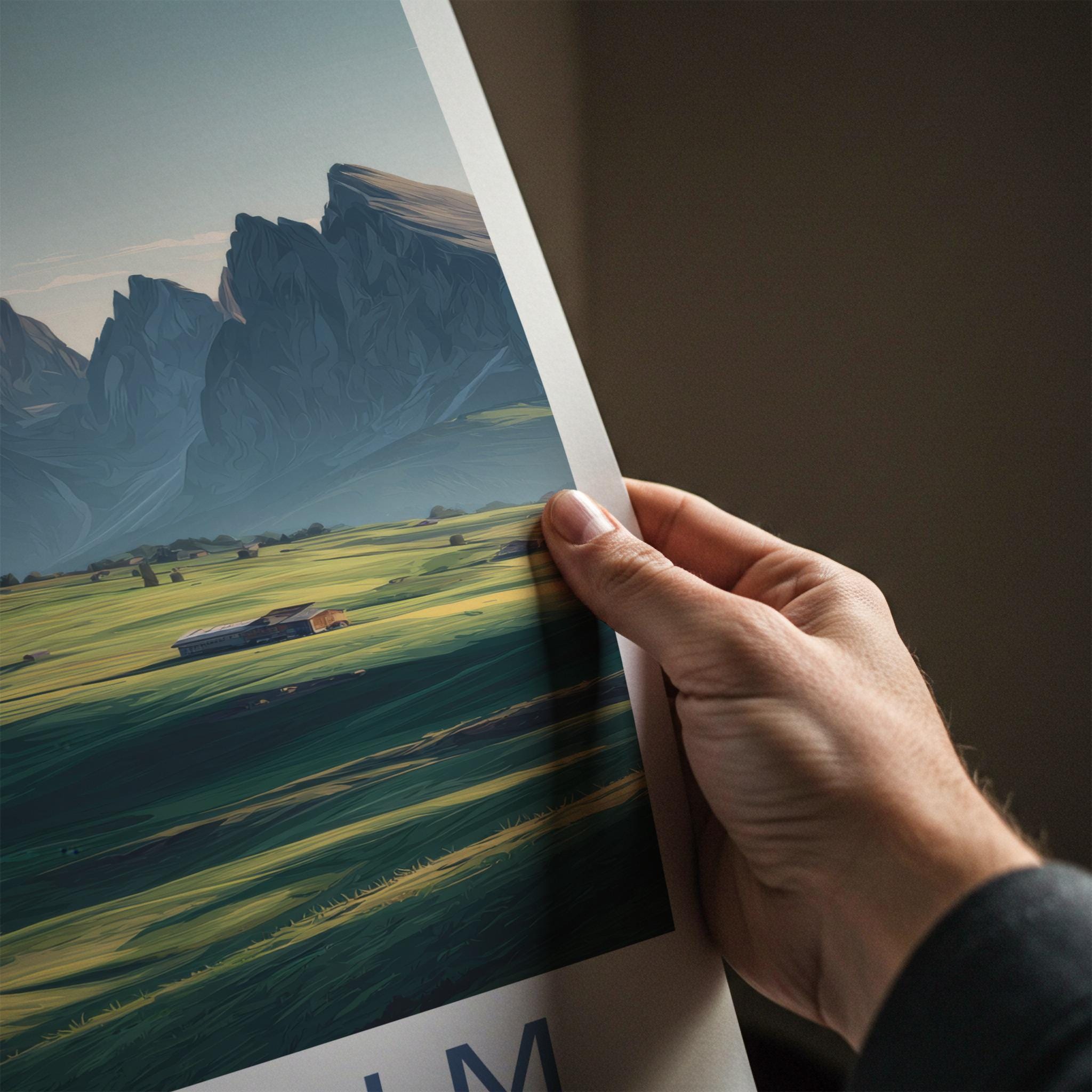 Seiser Alm Poster - Italy Travel Art - Lush Valley Peaks Home Decor