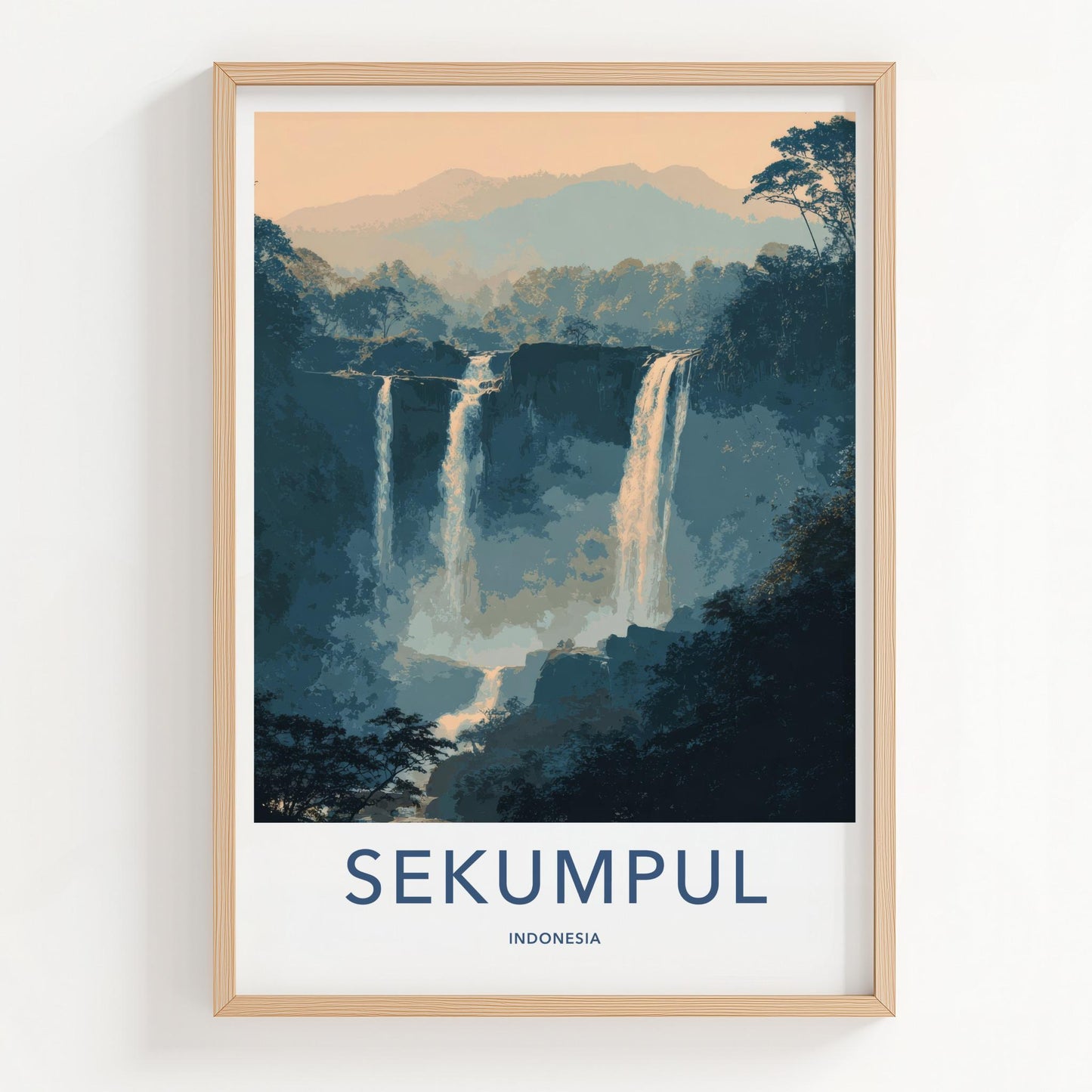 Sekumpul Poster - Indonesia Wall Art - Cascading Jungle Waterfalls Home Decor