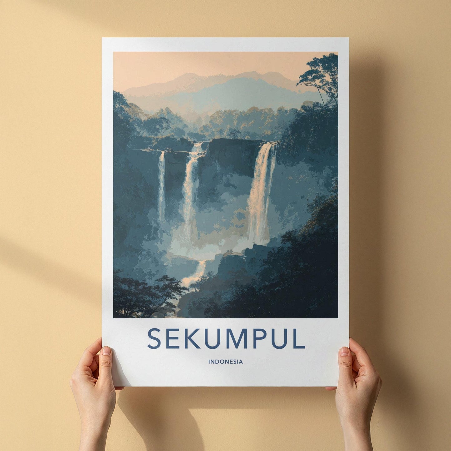 Sekumpul Poster - Indonesia Wall Art - Cascading Jungle Waterfalls Home Decor
