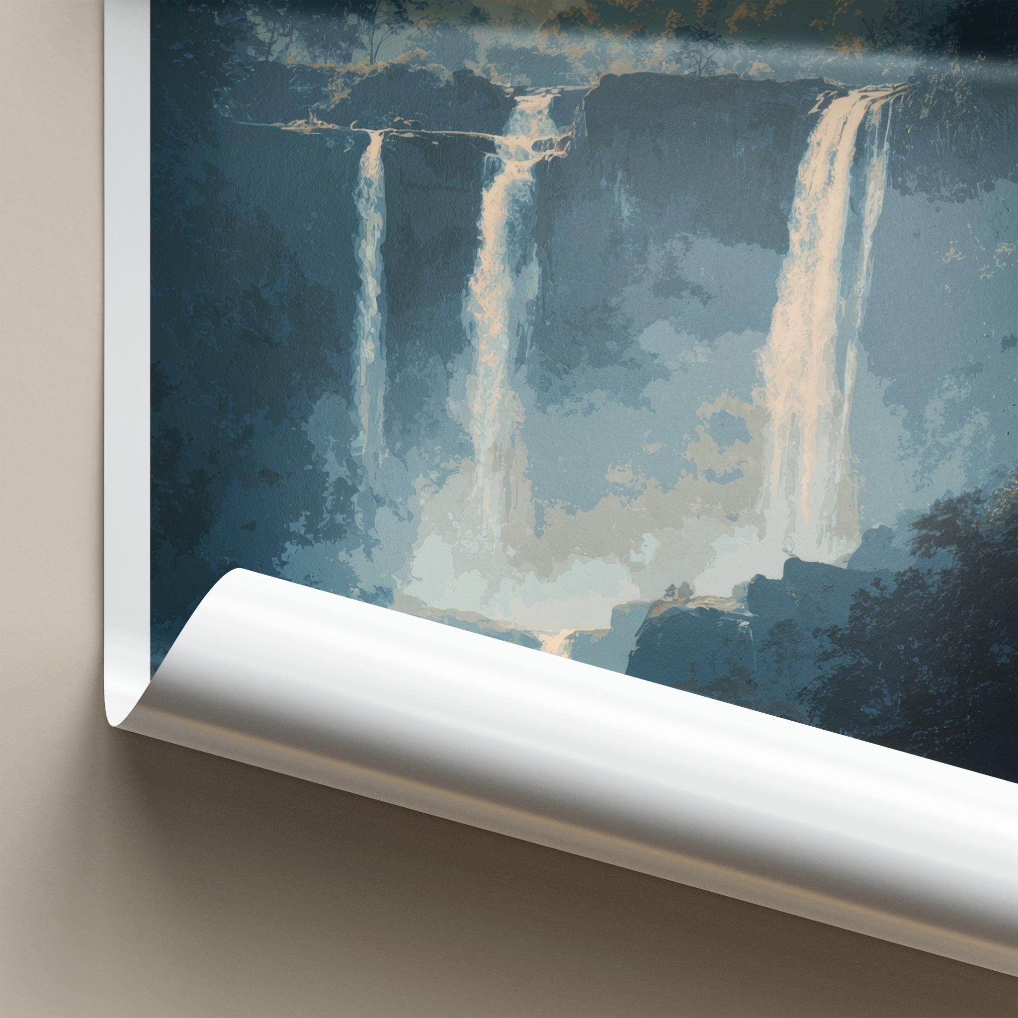 Sekumpul Poster - Indonesia Wall Art - Cascading Jungle Waterfalls Home Decor