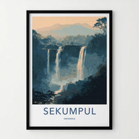 Sekumpul Poster - Indonesia Wall Art - Cascading Jungle Waterfalls Home Decor