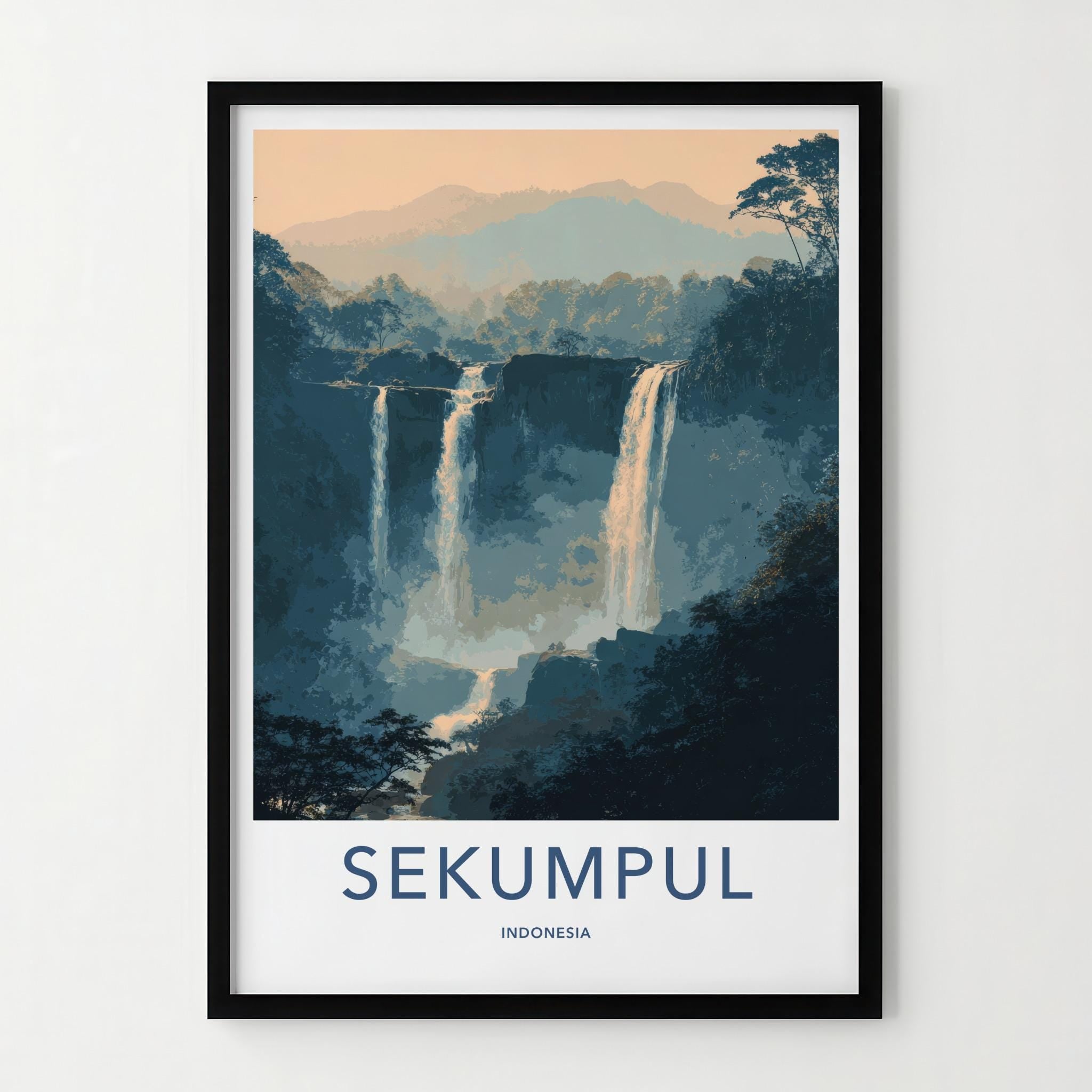 Sekumpul Poster - Indonesia Wall Art - Cascading Jungle Waterfalls Home Decor