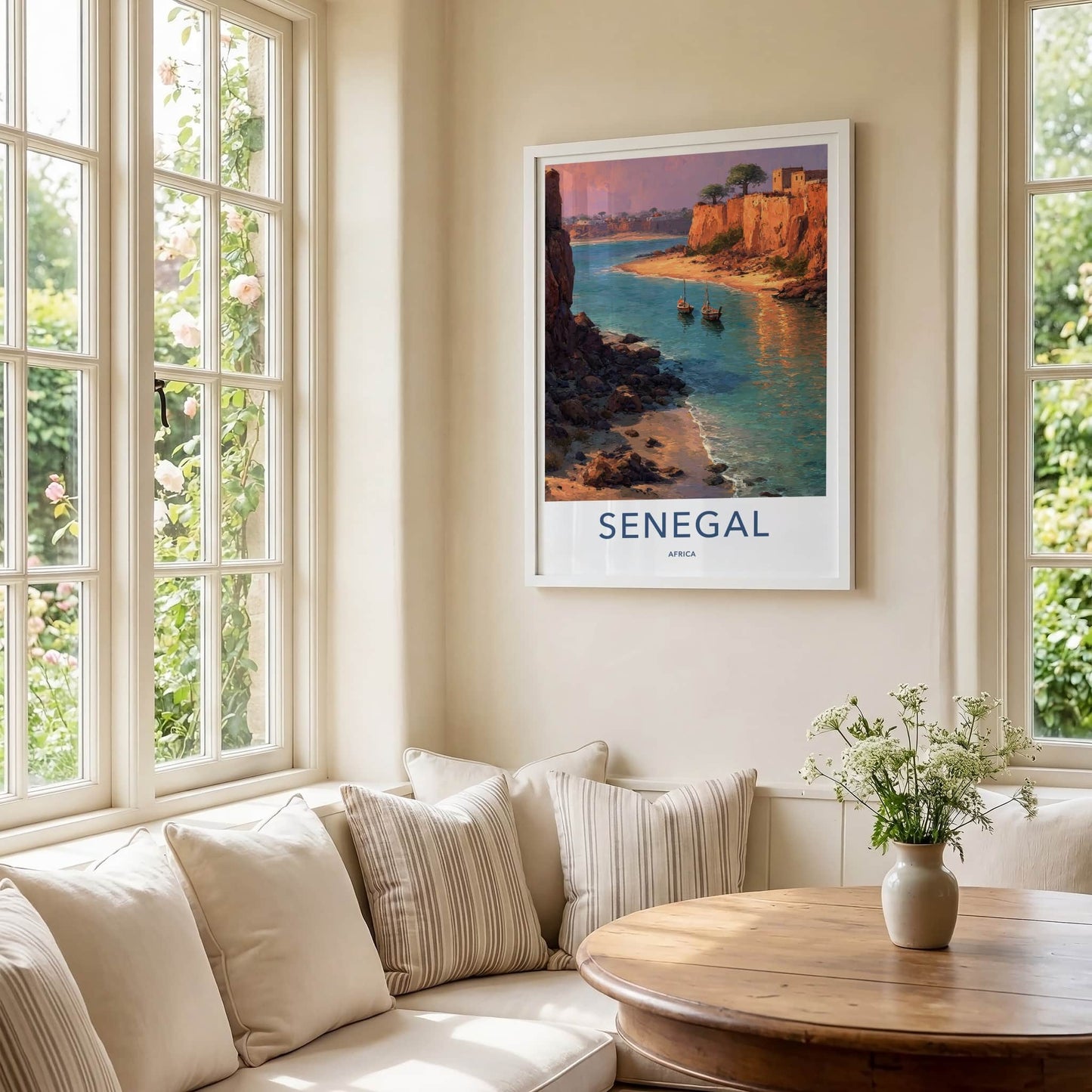 Senegal Poster - Africa Travel Art - Coastal Cliff Village Home Decor