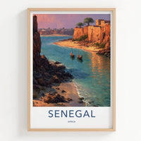 Senegal Poster - Africa Travel Art - Coastal Cliff Village Home Decor