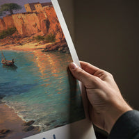 Senegal Poster - Africa Travel Art - Coastal Cliff Village Home Decor