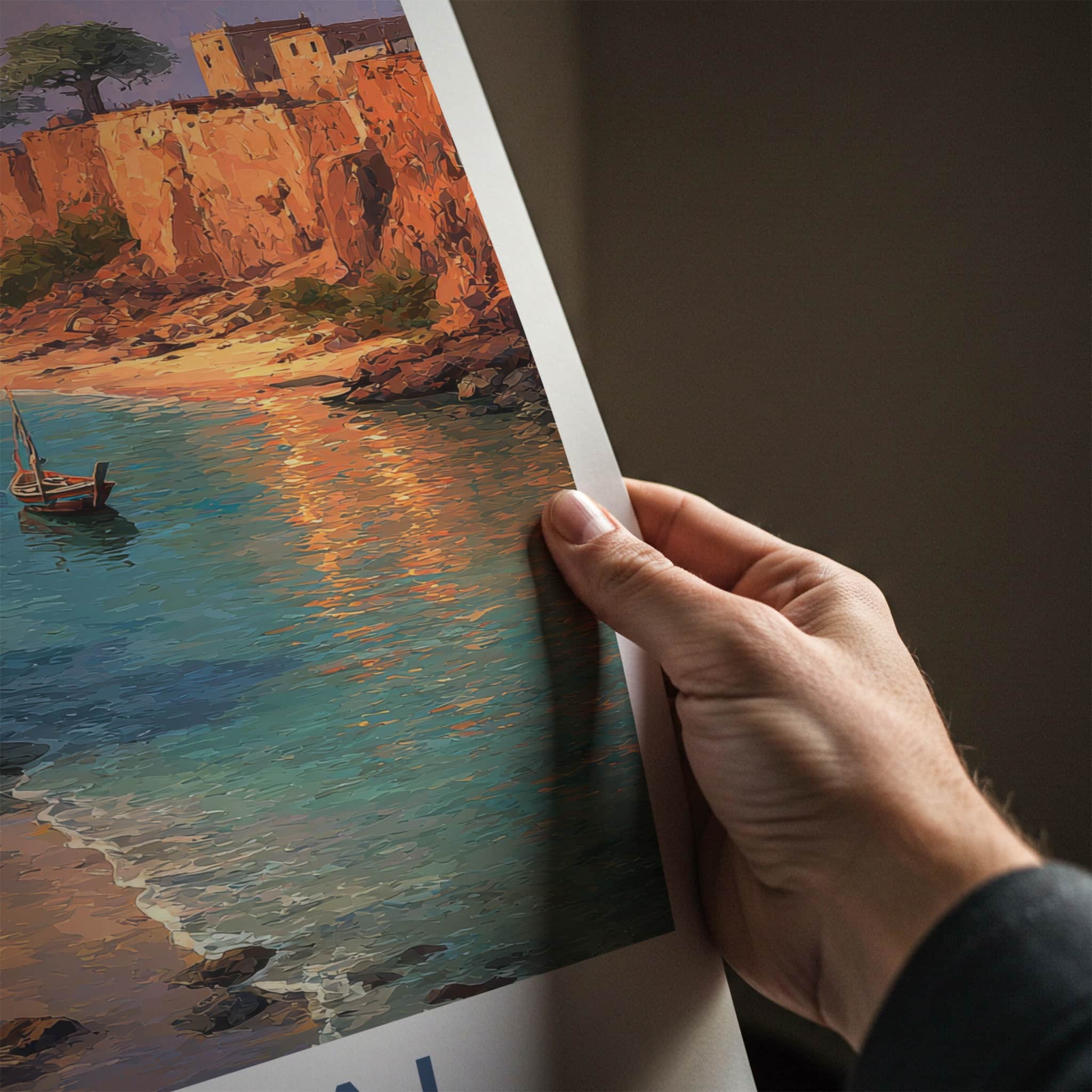 Senegal Poster - Africa Travel Art - Coastal Cliff Village Home Decor