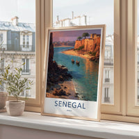 Senegal Poster - Africa Travel Art - Coastal Cliff Village Home Decor