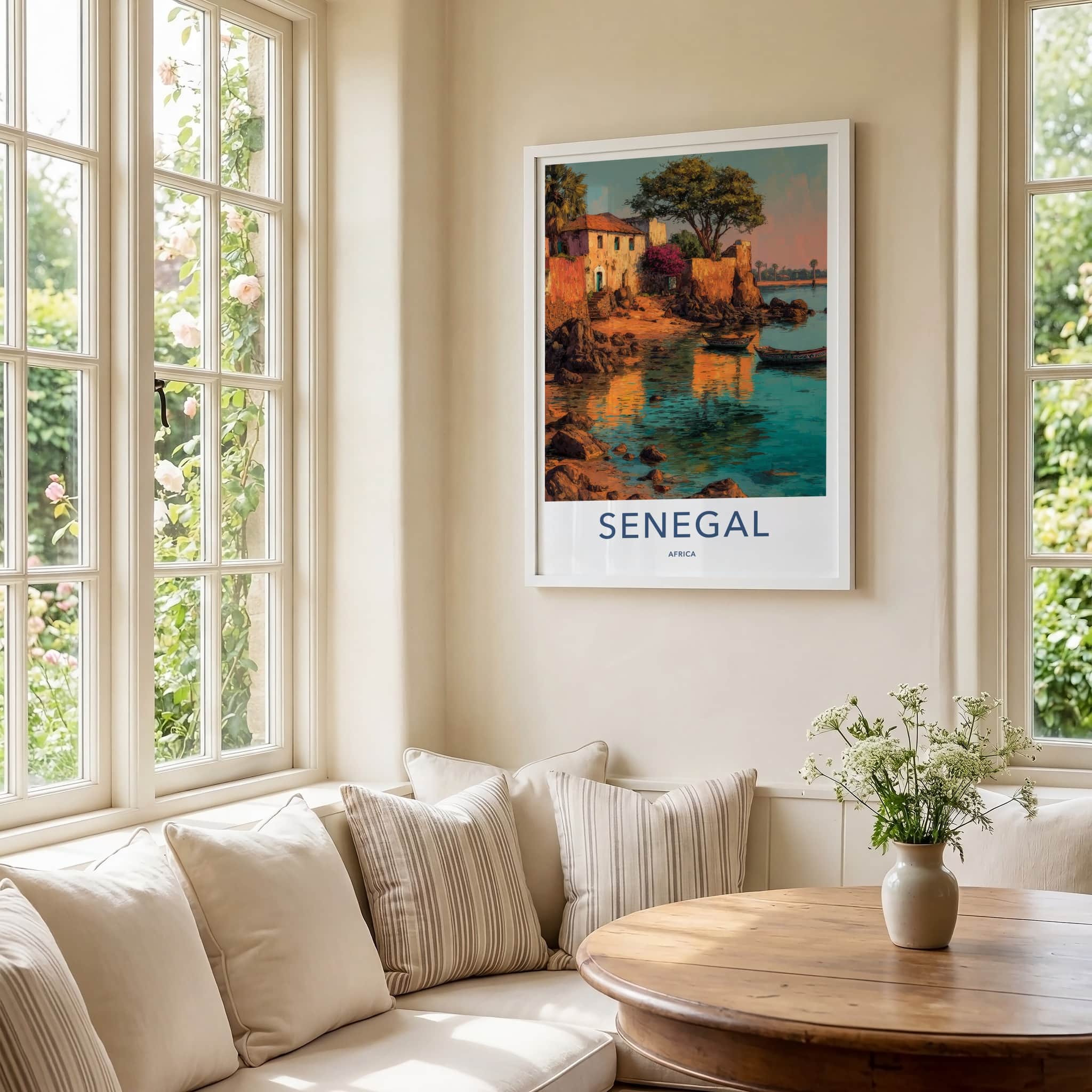 Senegal Poster - Africa Travel Art - Coastal Village Boats Home Decor