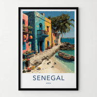 Senegal Poster - Africa Travel Art - Colorful Village Boats Home Decor