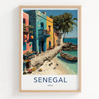 Senegal Poster - Africa Travel Art - Colorful Village Boats Home Decor