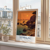 Senegal Poster - Africa Wall Art - Coastal Sunset Boats Home Decor