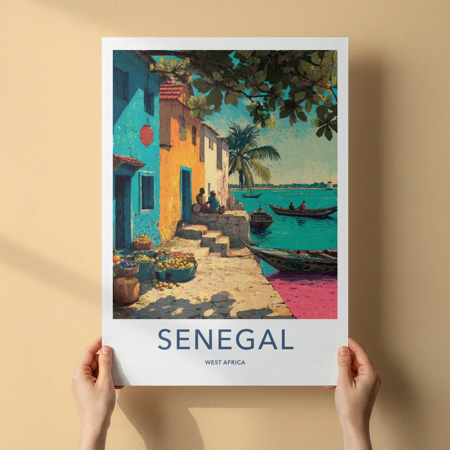 Senegal Poster - Senegal Travel Art - Coastal Village Art Print